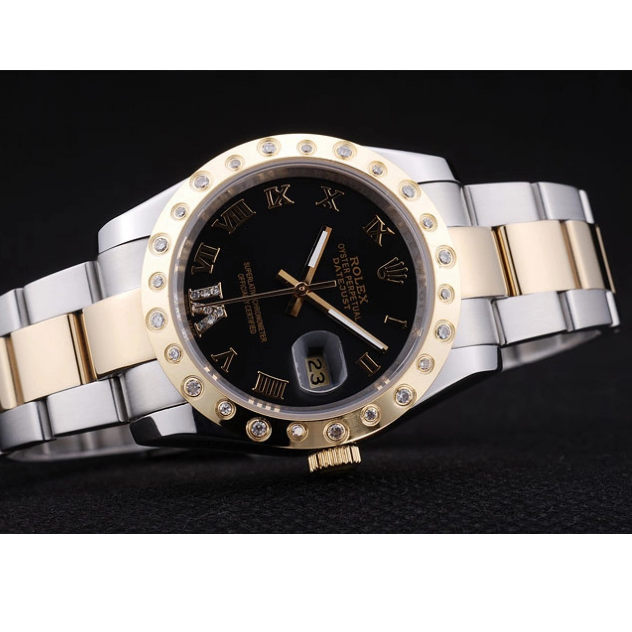 AAA Replica Watches 7463 Diamond Dial Rolex Datejust Bezel Black 0801